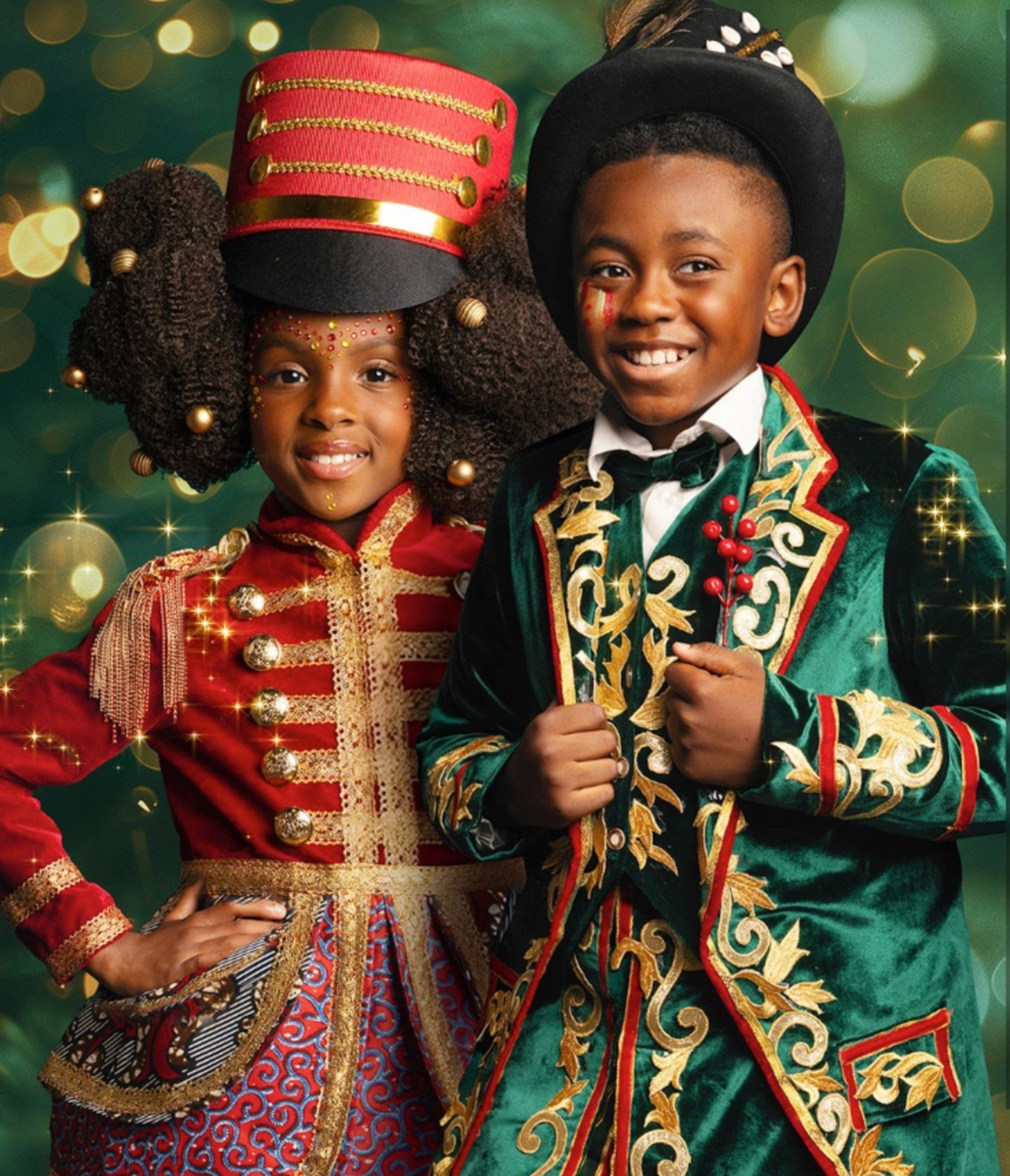 Two children styled as a nutcracker and a toy soldier for This Christmas