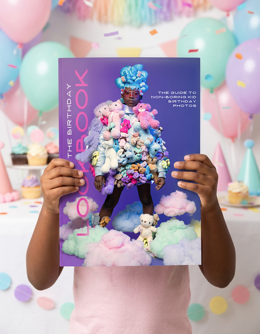 The Birthday Lookbook held to camera