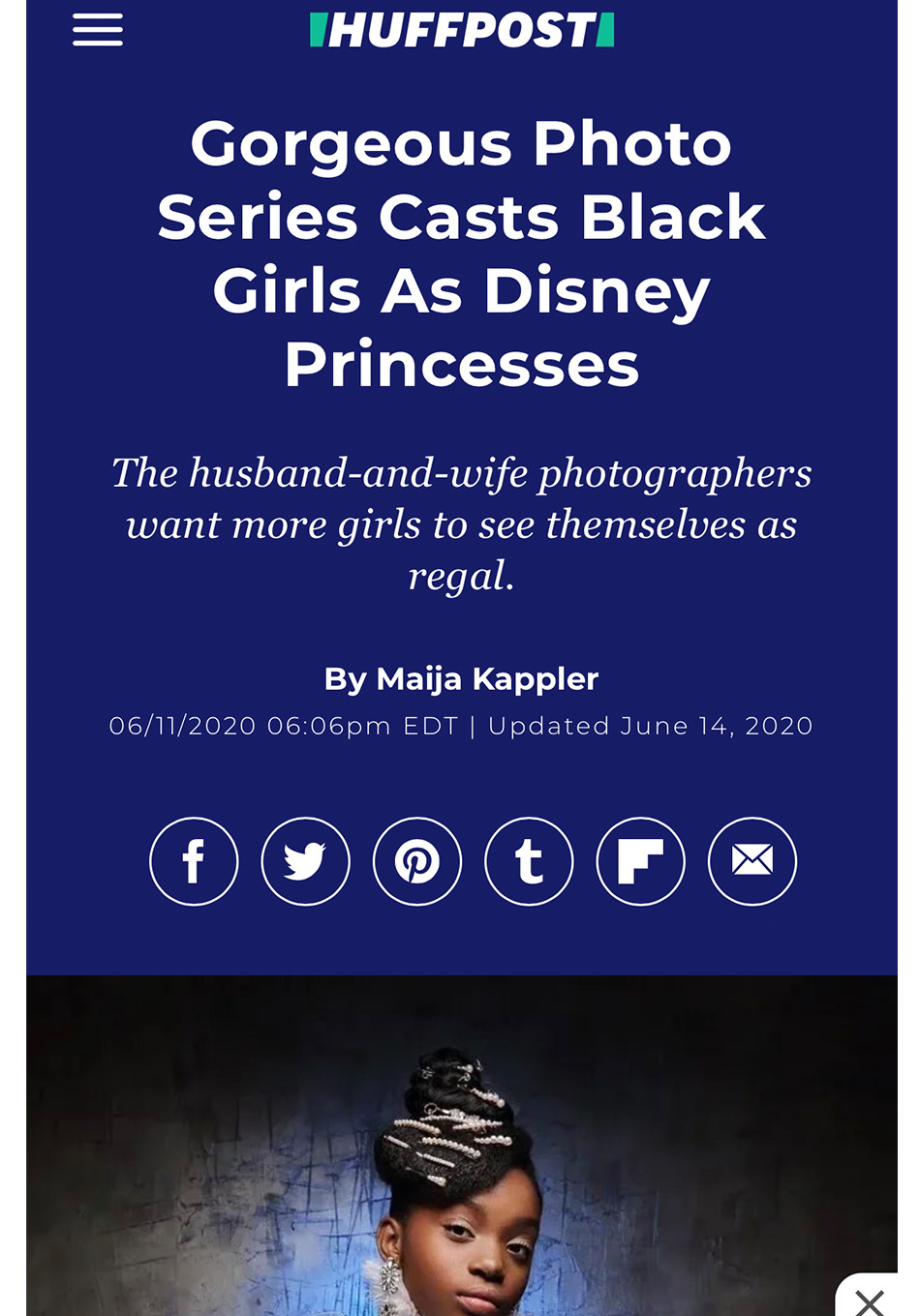 HuffPost: Gorgeous Photo Series Casts Black Girls As Disney Princesses