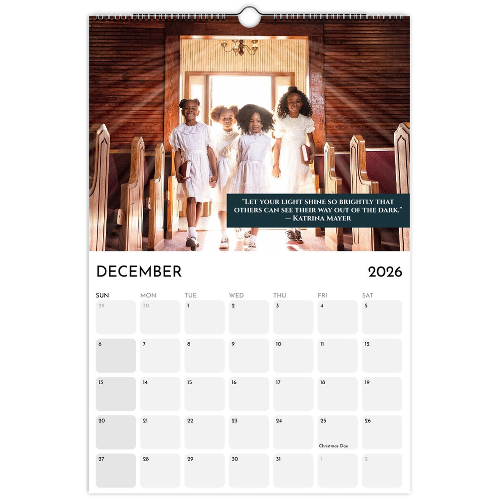 December page of the 2026 CreativeSoul wall calendar