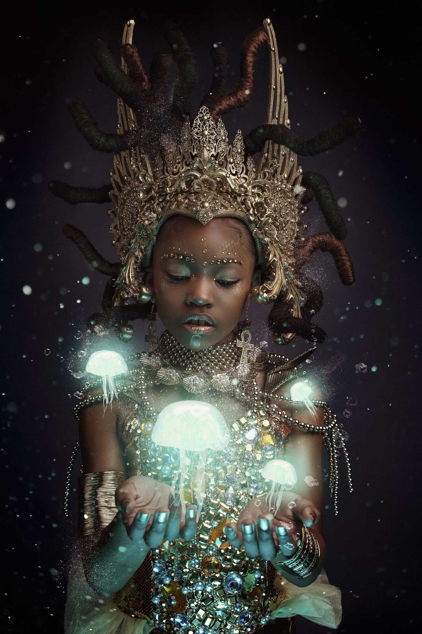 Fantasy and fae portrait theme portrait, Black Fae Day session