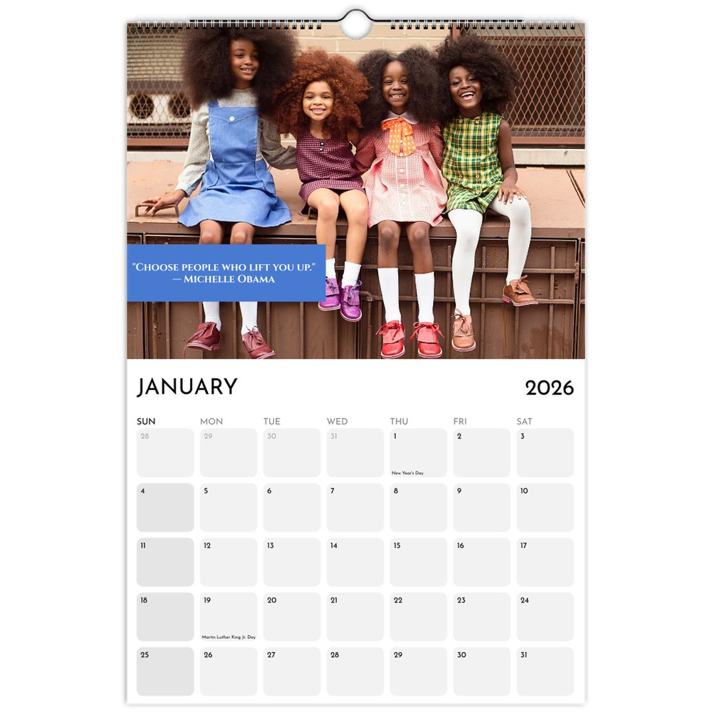 January page of the 2026 CreativeSoul wall calendar