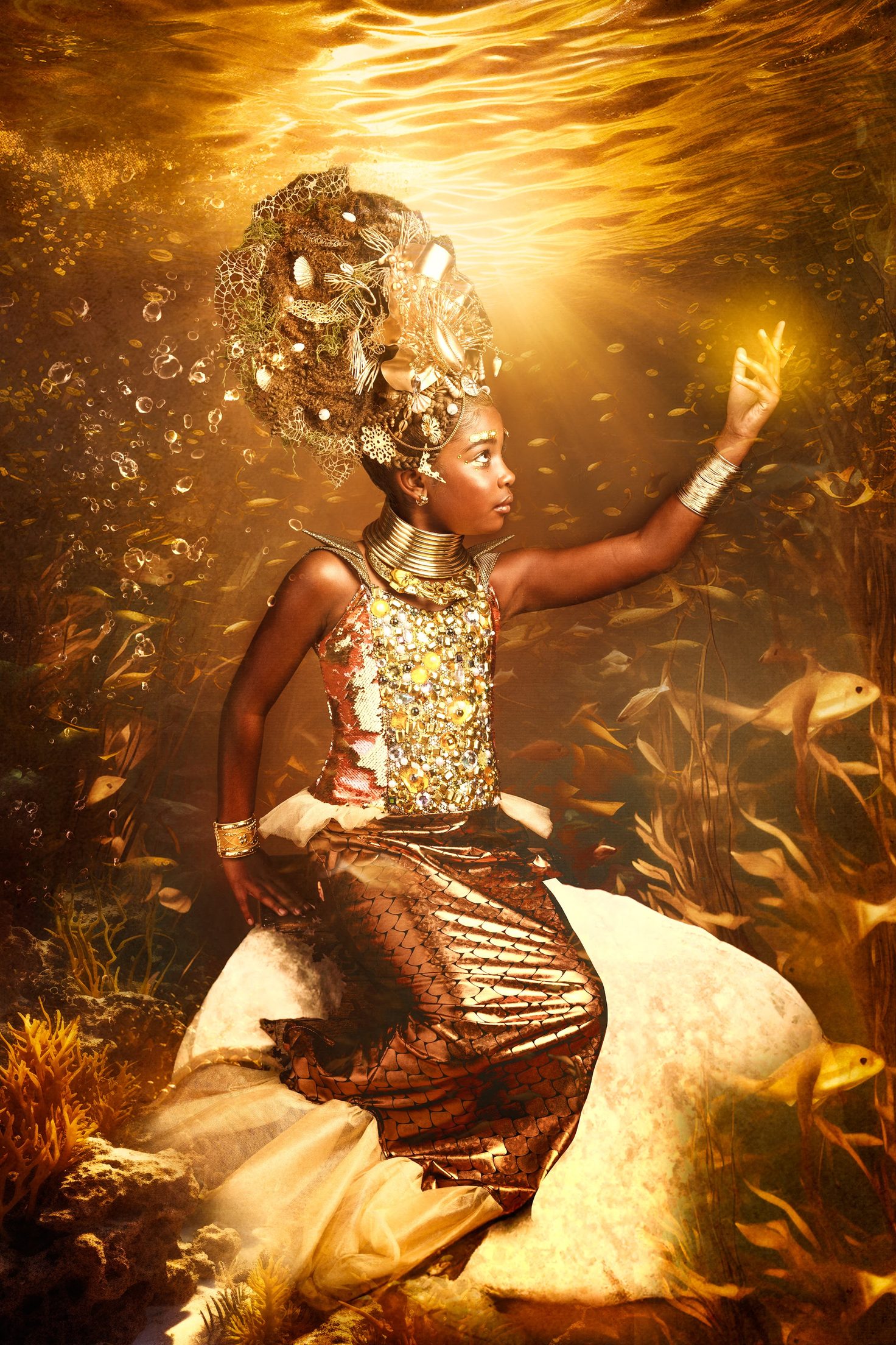 Mermaids & underwater portrait theme portrait, sisters session