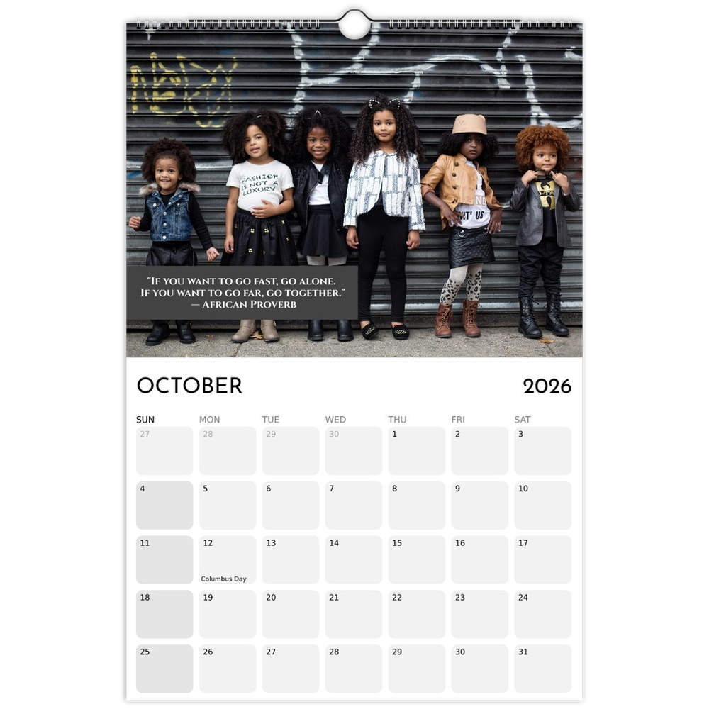 October page of the 2026 CreativeSoul wall calendar