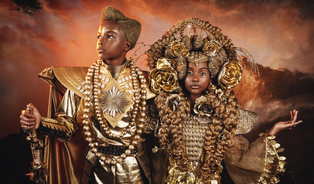 Black siblings styled portrait by CreativeSoul Photography, Atlanta