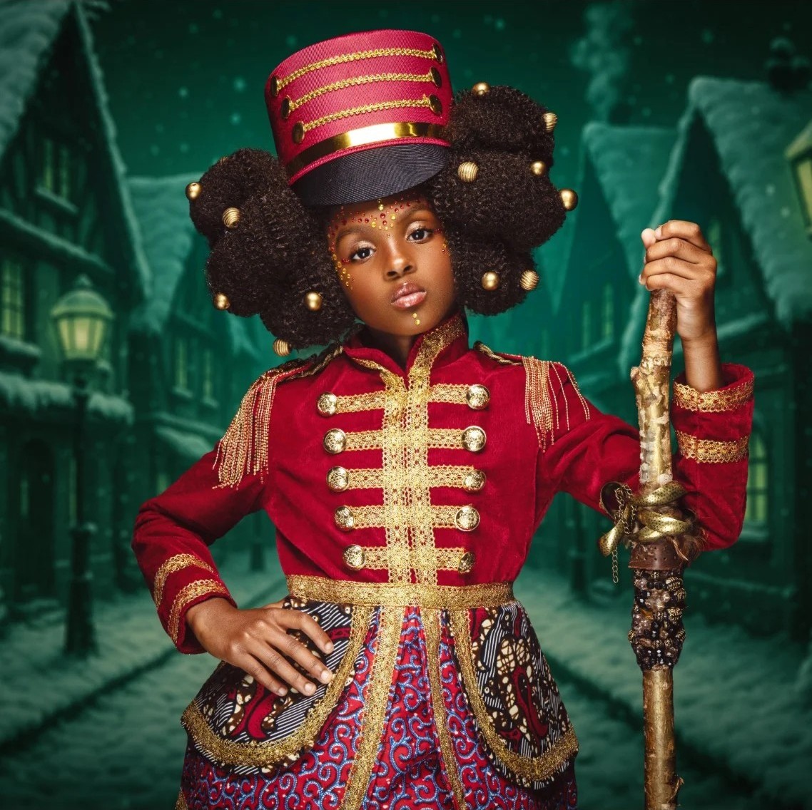Child in a red nutcracker coat and top hat, CreativeSoul Holiday Playdate